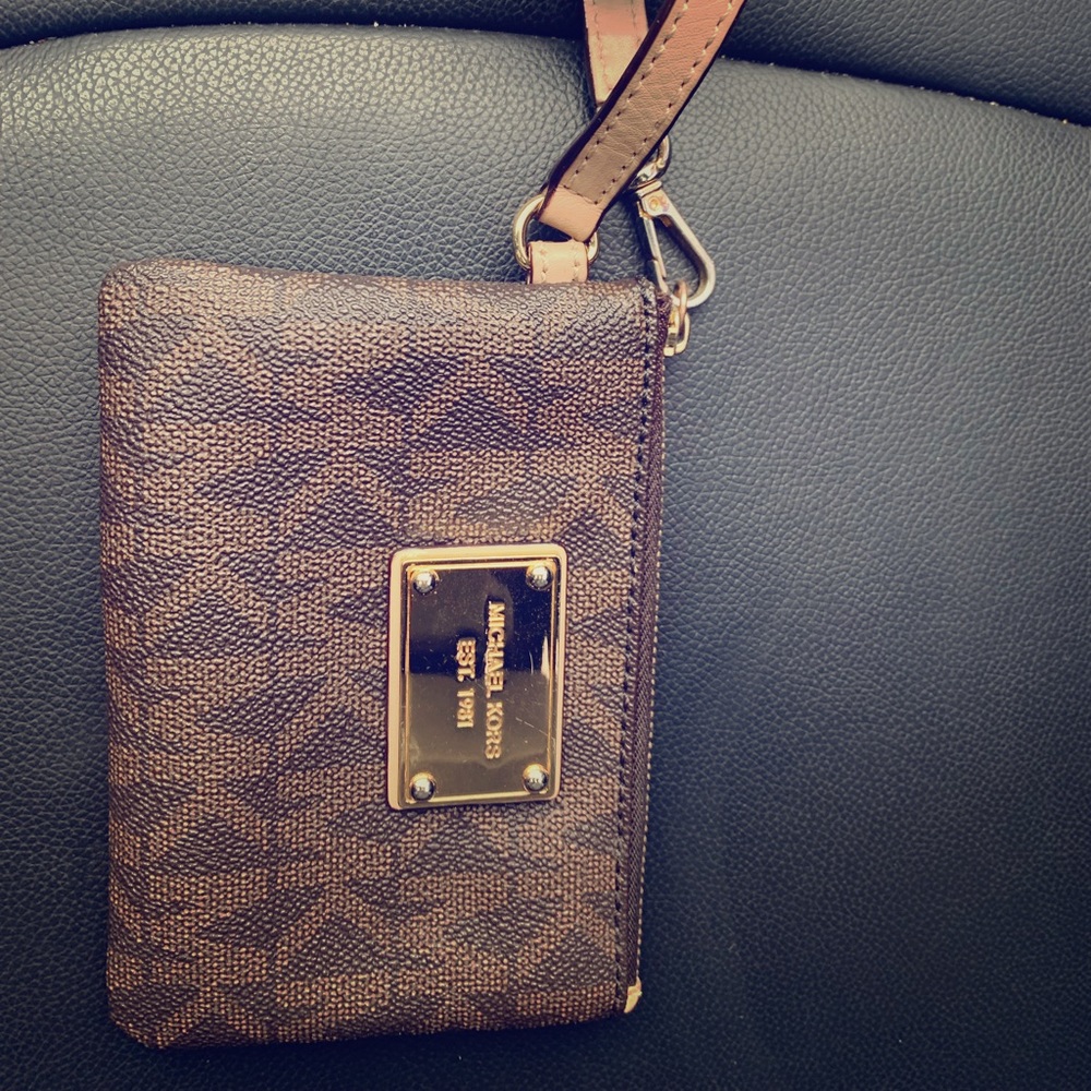 MK leather wristlet